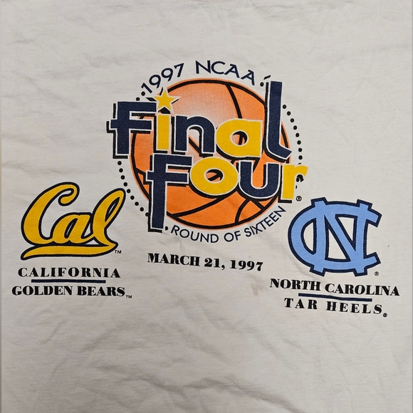 Vintage 1997 NCAA Basketball Final Four CAL Vs. North Carolina T-Shirt XL 90s - Picture 2 of 13